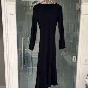 COS Elegant Black dress. Boat neck, asymmetrical bodice and hemline